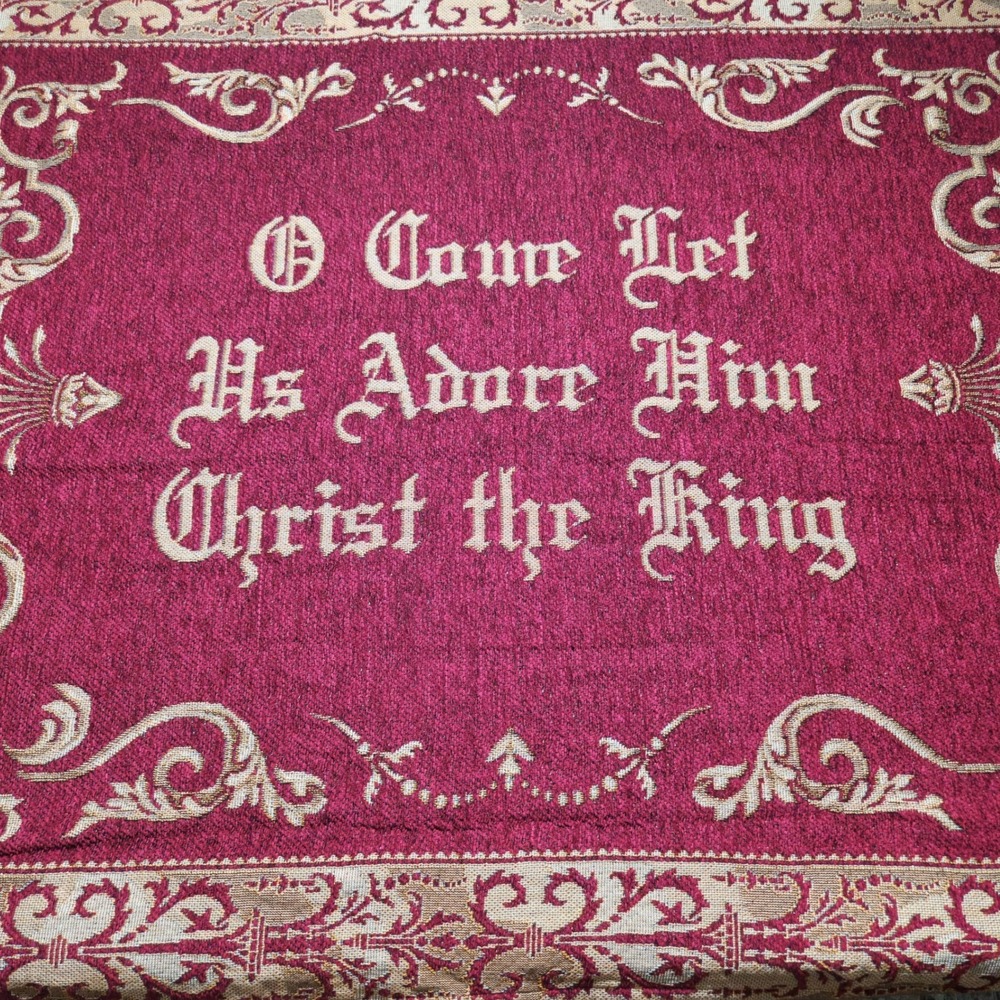 Traditional Christmas O Come Let Us Adore Him Christ the King Tapestry Throw